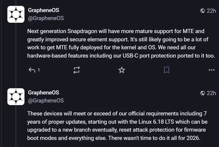 GrapheneOS will support 7 years of updates