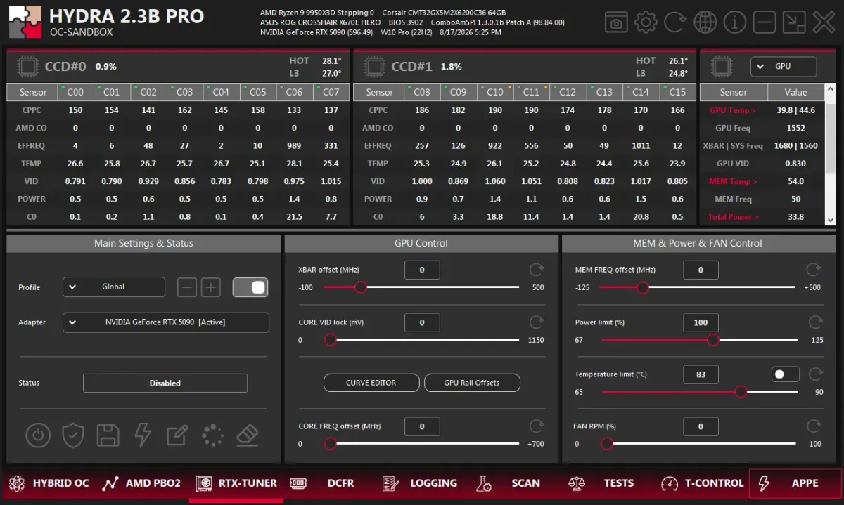 hydra 2.3 desbloquea control power limit — HYDRA adds unlocked VRAM and Power Limit controls for GeForce RTX 50 series