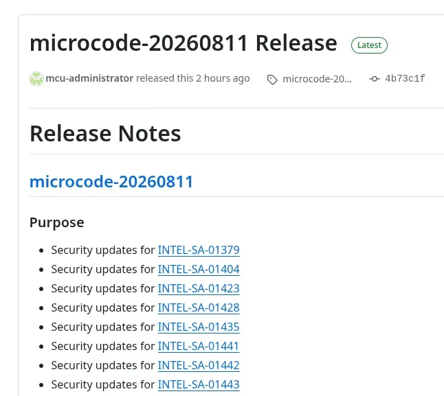 Intel CPU vulnerabilidades microcode — Intel August microcode update