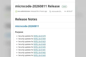 Intel publica el microcode 20260811 para corregir ocho fallos de seguridad en sus CPU Intel CPU vulnerabilidades microcode — Intel publica el microcode 20260811 para corregir ocho fallos de seguridad en sus CPU