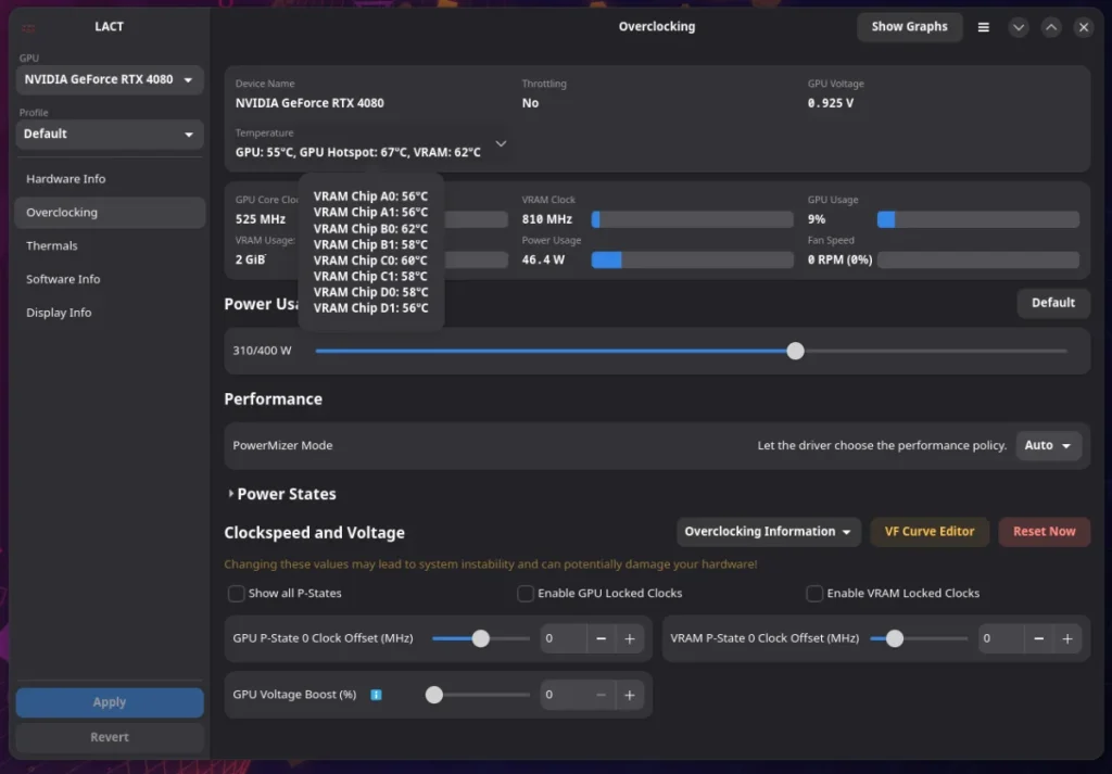LACT 0.10.0 adds NVIDIA voltage boost and per-chip GDDR7 temperature monitoring on Linux