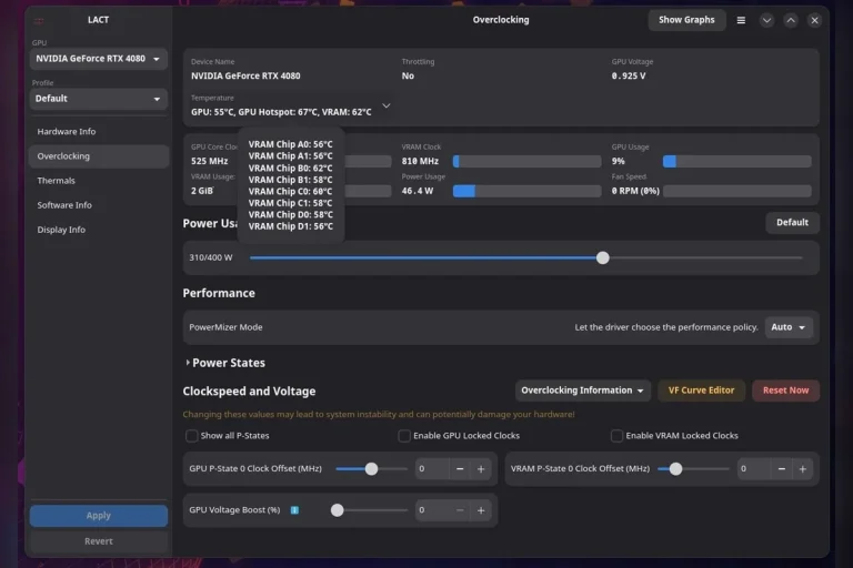 LACT 0.10.0 NVIDIA voltage boost Linux — LACT 0.10.0 estrena control de voltaje NVIDIA y sensores por chip en Linux