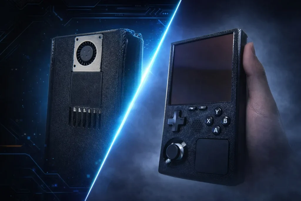 modder SteamBoy pantalla AMOLED — Un modder mete una Steam Deck LCD dentro de una carcasa del tamaño de una Game Boy original