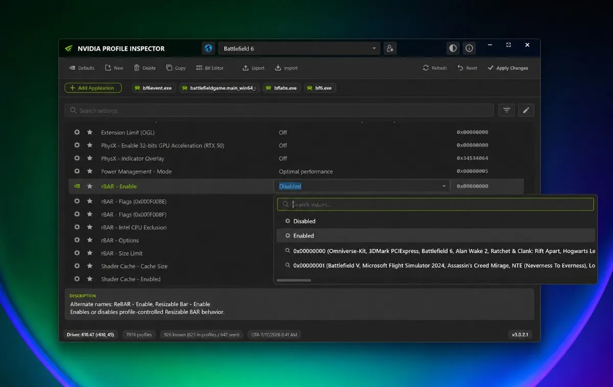 nvidia desactiva resizable bar juegos imagen 1