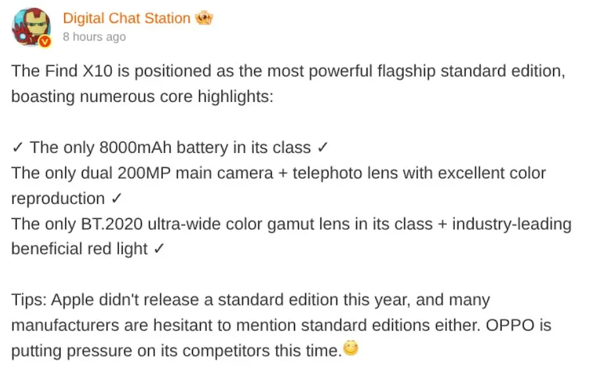 Oppo Find X10 batería cámara display — Oppo Find X10 specs leak