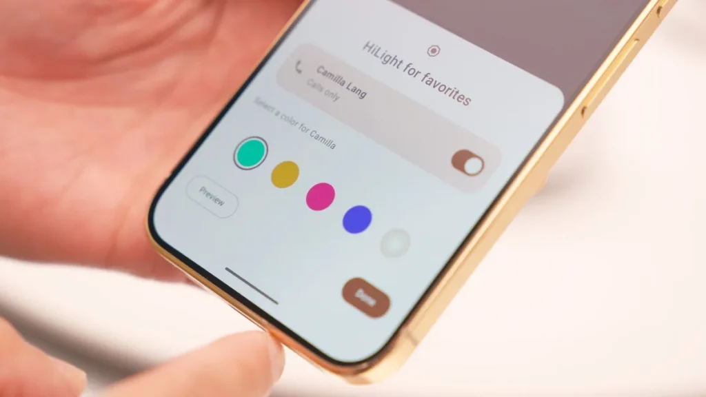 Pixel 11 Pro LED notificaciones — Color picker for HiLight on the Pixel 11 Pro.