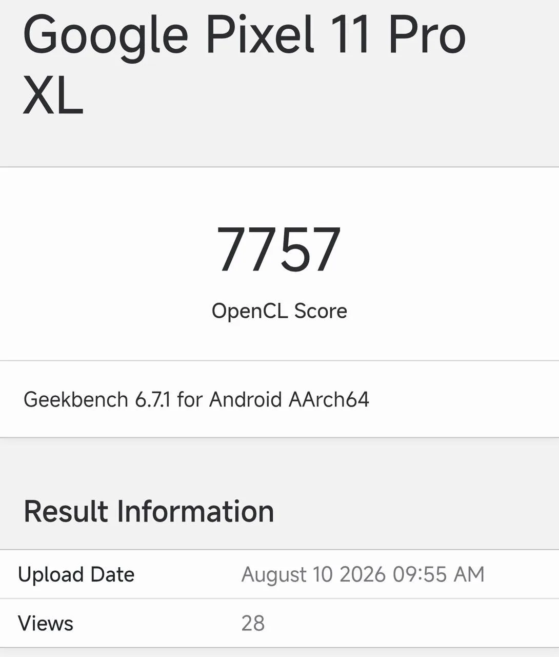 pixel 11 pro xl tensor g6 geekbench gpu imagen 1