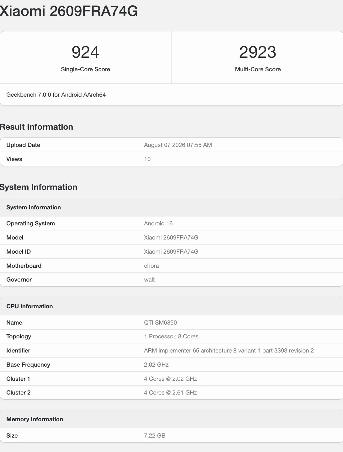 Redmi Note 17 Pro Max benchmark — The Redmi Note 17 Pro Max appears on Geekbench 7.