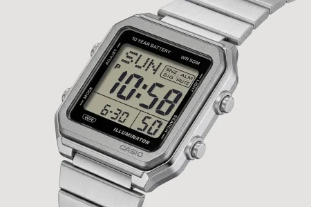 Casio W-221HD-1A — Casio prepara un brazalete de acero para su reloj digital cuadrado más barato