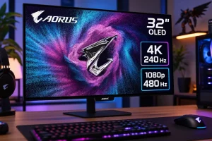 Gigabyte presenta un OLED que alterna 4K a 240 Hz y 1080p a 480 Hz Gigabyte AORUS FO32U24G OLED — Gigabyte presenta un OLED que alterna 4K a 240 Hz y 1080p a 480 Hz