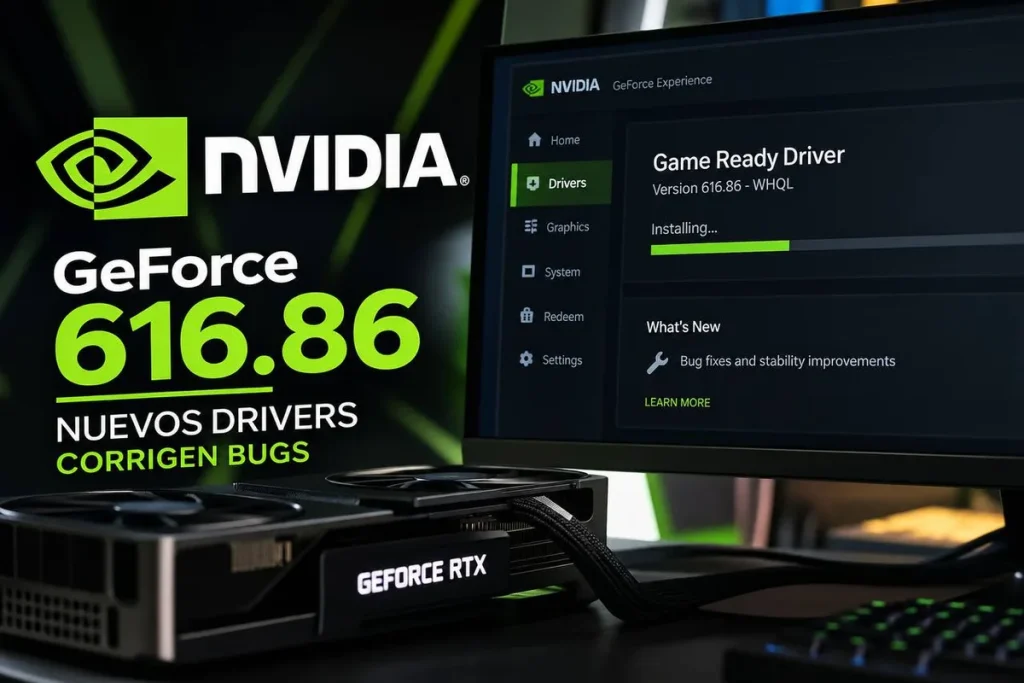 NVIDIA publica el hotfix 616.86, pero deja intacto el parpadeo en 8 bits hotfix NVIDIA 616.86 bugs — NVIDIA publica el hotfix 616.86, pero deja intacto el parpadeo en 8 bits