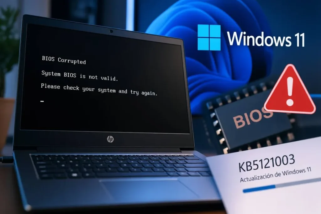 KB5121003 puede corromper la BIOS y bloquear portátiles HP KB5121003 problema HP notebooks — KB5121003 puede corromper la BIOS y bloquear portátiles HP