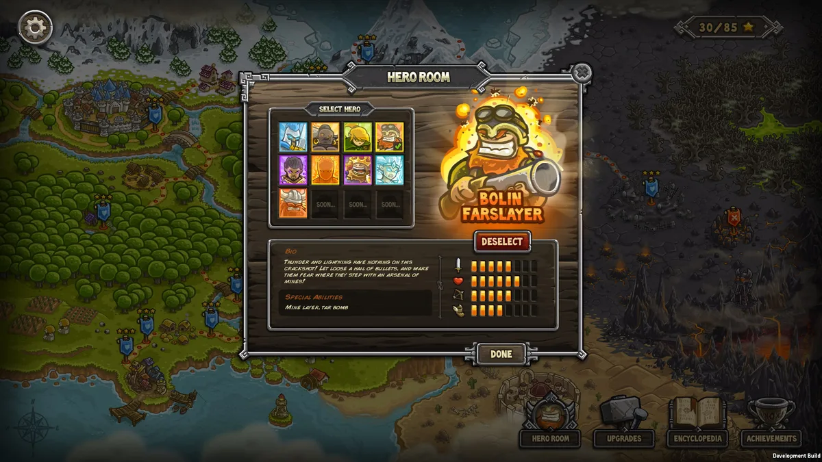 In the image: A gameplay screenshot from Kingdom Rush - Tower Defense.