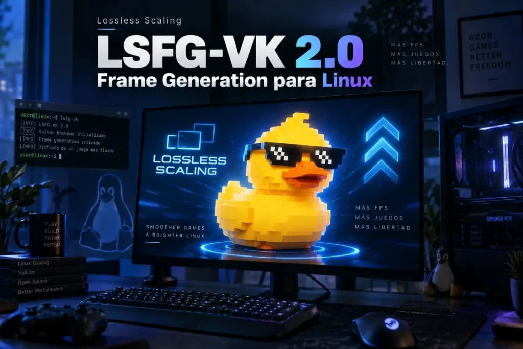 lsfg-vk 2.0 ya está disponible: más rendimiento para Lossless Scaling en Linux lsfg-vk 2.0 frame generation — lsfg-vk 2.0 ya está disponible: más rendimiento para Lossless Scaling en Linux