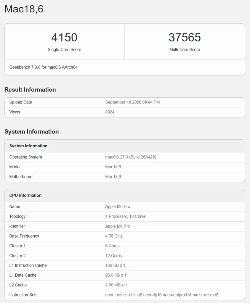 m6 pro vs m5s — Fake M6 Pro scores are showing up on Geekbench 7