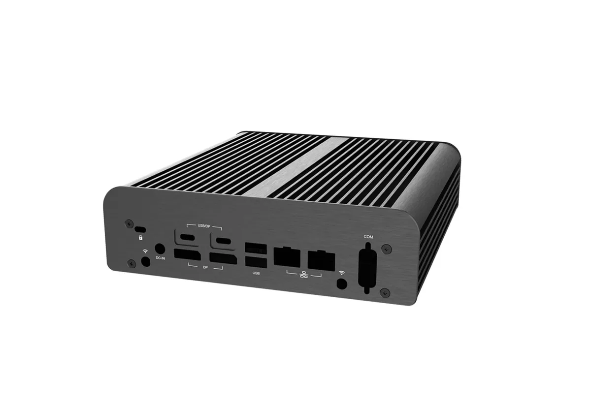 mini PC sin ventilador Akasa — The passively cooled case retains the Asus NUC 16 Pro board's I/O.