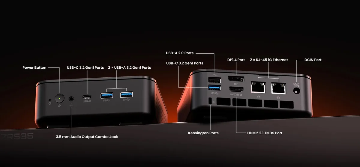 Minix ZR535 precio — Port configuration of the mini PC