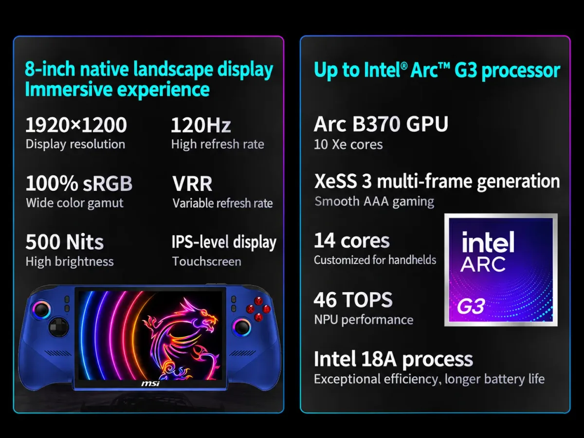 MSI Claw 8 EX AI+ Arc G3-based gaming handheld is up for preorder at $1,499, $300 less than G3 Extreme