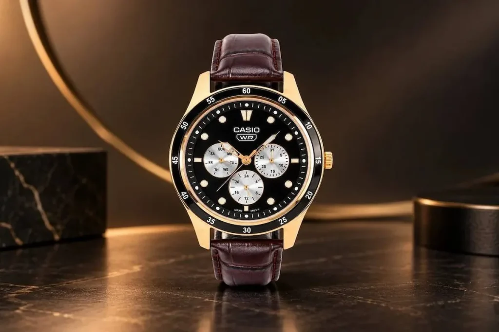 Casio pone en India un reloj de cuero de 60 gramos y esfera multifunción reloj casio cuero cafe — Casio pone en India un reloj de cuero de 60 gramos y esfera multifunción
