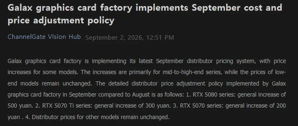 RTX 5080 precio nuevo — ASUS and GALAX raise RTX 50 channel prices in China again, RTX 5080 up by $74