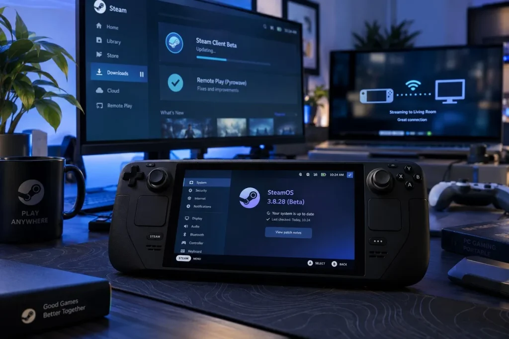 Valve corrige fallos de rendimiento en SteamOS y Remote Play SteamOS 3.8.28 Beta — Valve corrige fallos de rendimiento en SteamOS y Remote Play