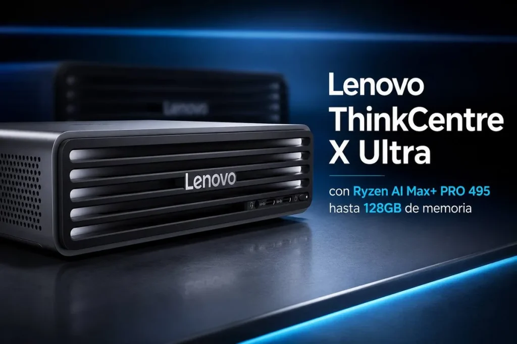 Lenovo mete 128 GB y Ryzen AI Max+ PRO 495 en un PC de 1,6 litros thinkcentre x ultra — Lenovo mete 128 GB y Ryzen AI Max+ PRO 495 en un PC de 1,6 litros