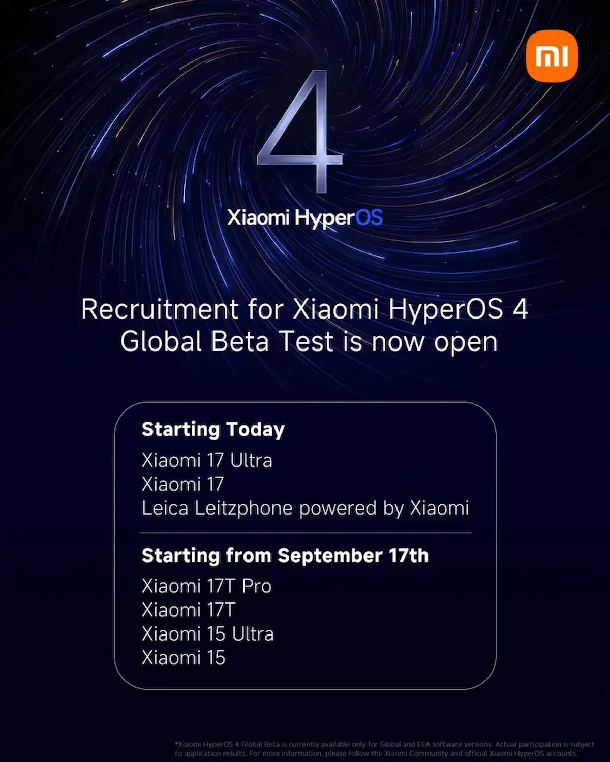 xiaomi 17 hyperos 4 — Xiaomi HyperOS 4 global beta roadmap