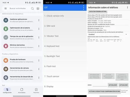 Menús de ajustes ocultos de Xiaomi con HyperOS: lista de actividades, pruebas de hardware y datos del teléfono