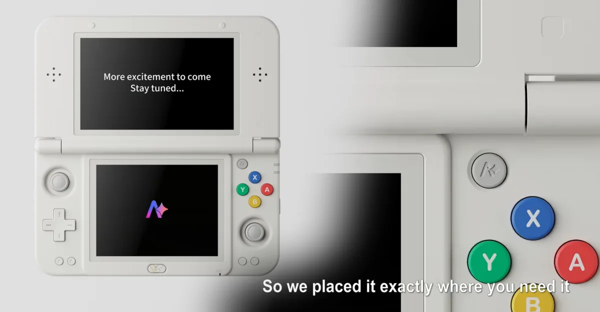 La consola portátil Anbernic RG DDS, clon de la Nintendo 3DS, con un botón de IA