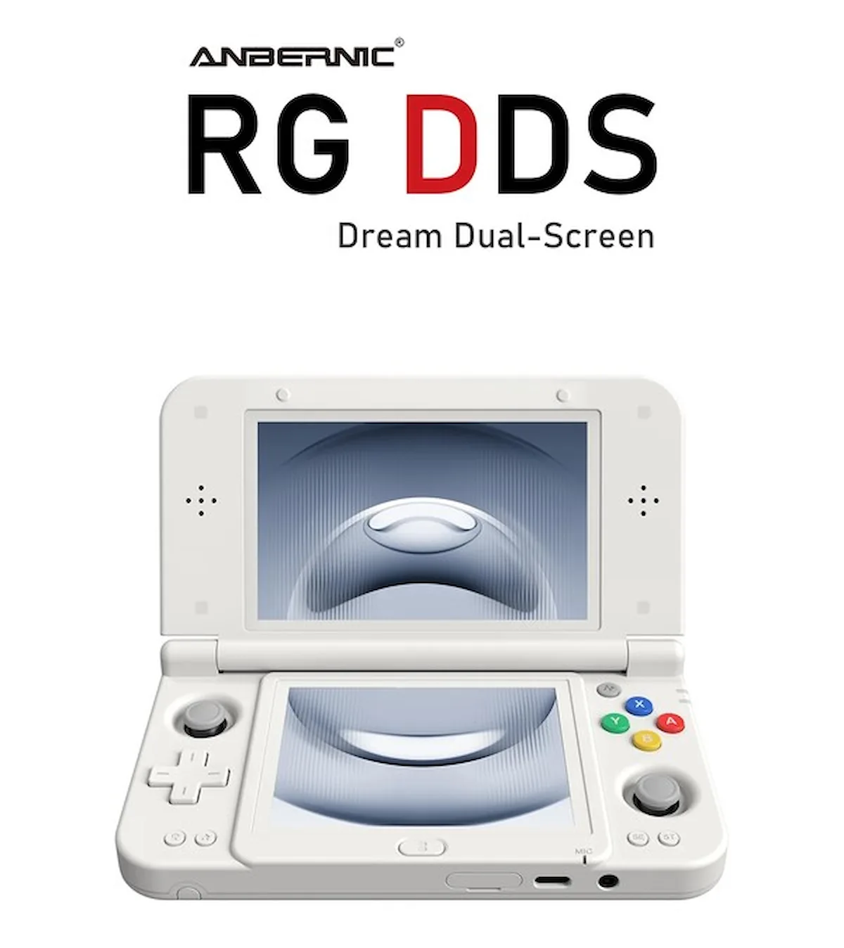 La consola Anbernic RG DDS en color blanco Glacier, uno de sus tres colores disponibles
