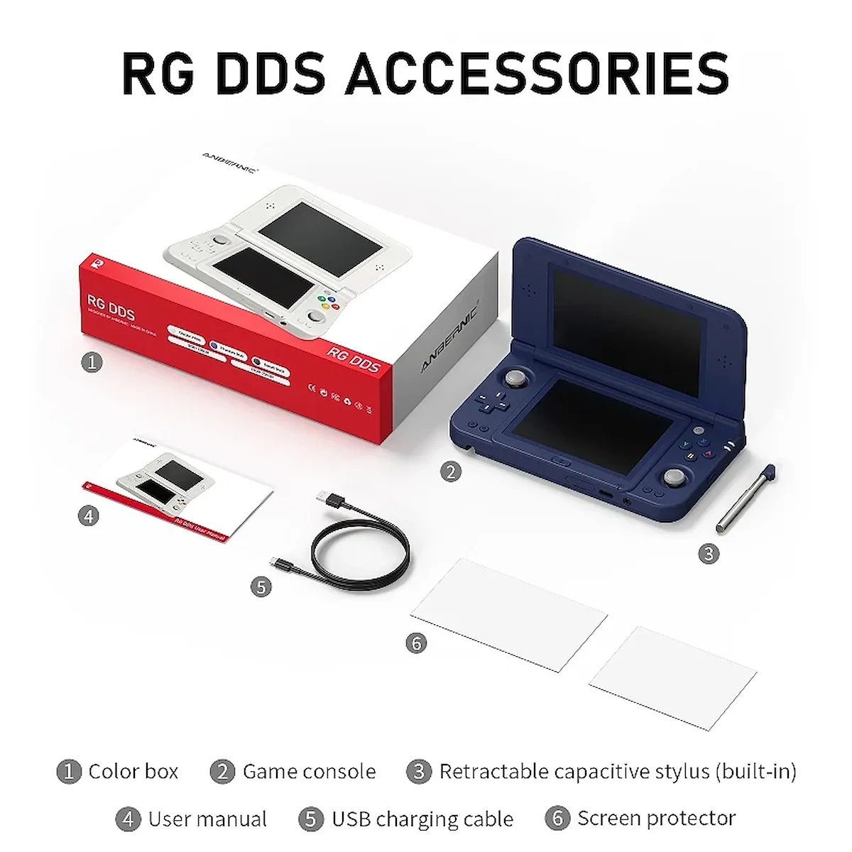 Anbernic RG DDS con stylus retráctil y dos protectores de pantalla incluidos, abierta su reserva