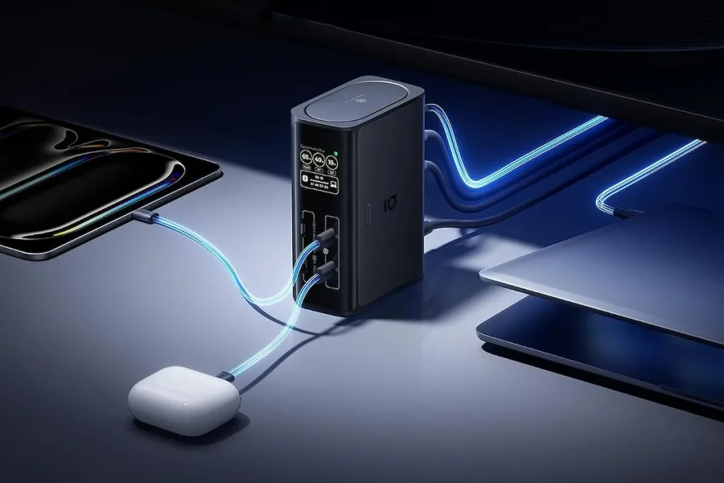 Baseus lanza una base 14 en 1 con doble salida 4K, carga de 120 W y pantalla integrada Baseus Spacemate RD1 — Baseus lanza una base 14 en 1 con doble salida 4K, carga de 120 W y pantalla integrada