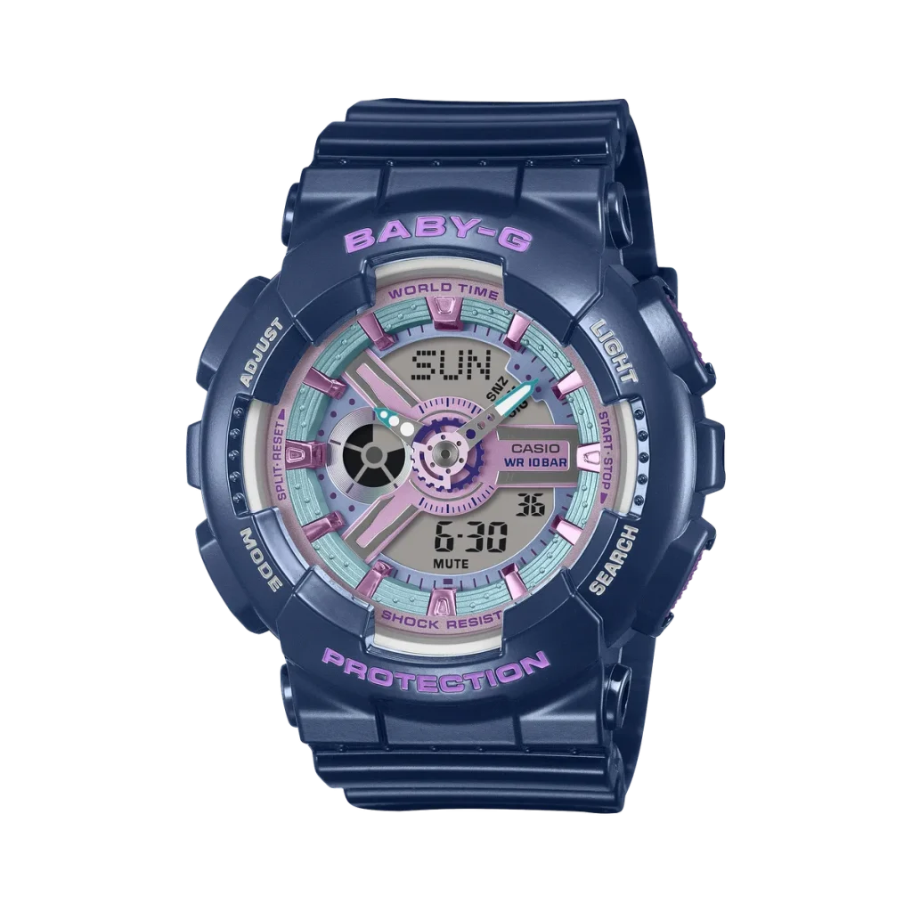 Reloj Casio Baby-G BA-110MC-2A azul marino de frente