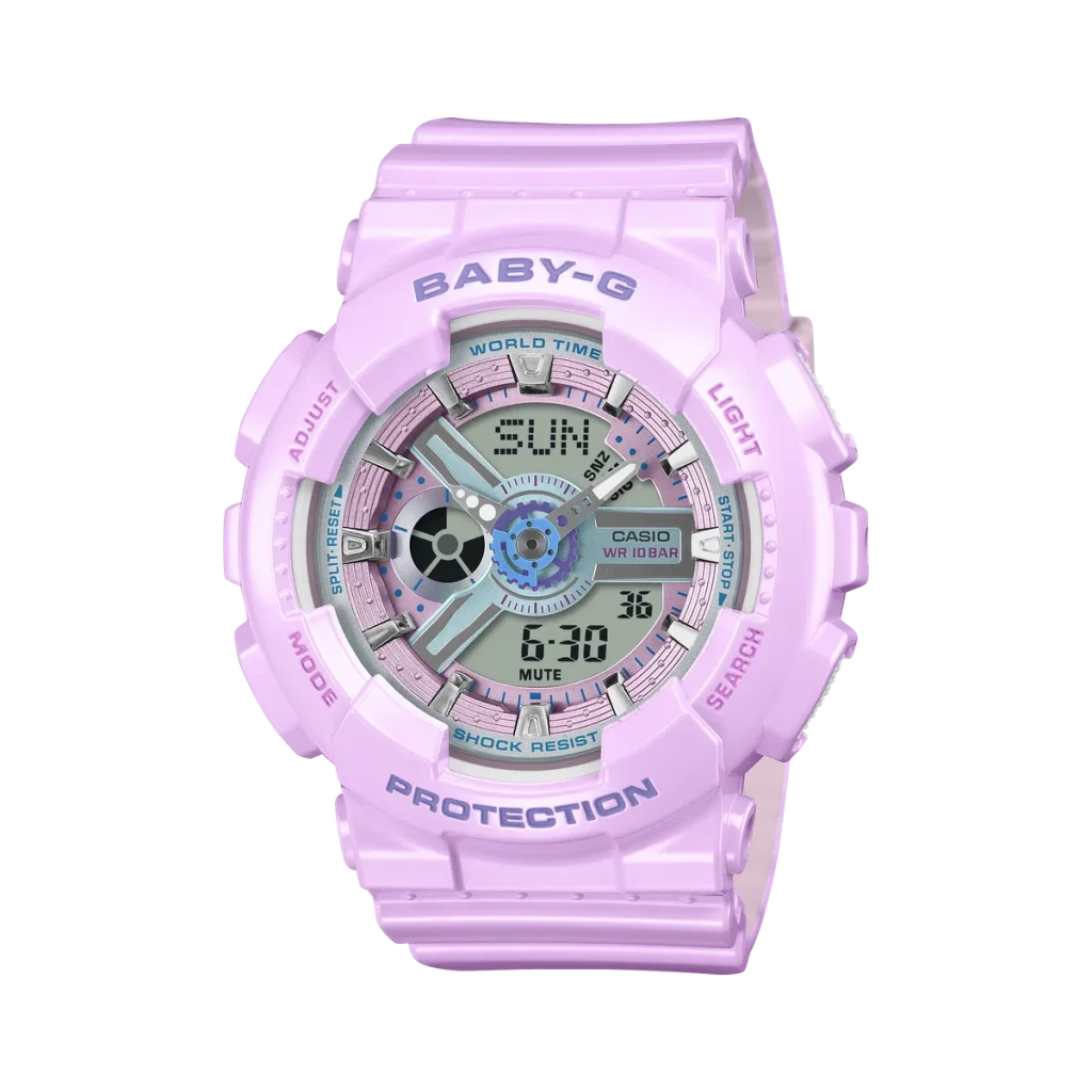 Reloj Casio Baby-G BA-110MC-6A lila de frente