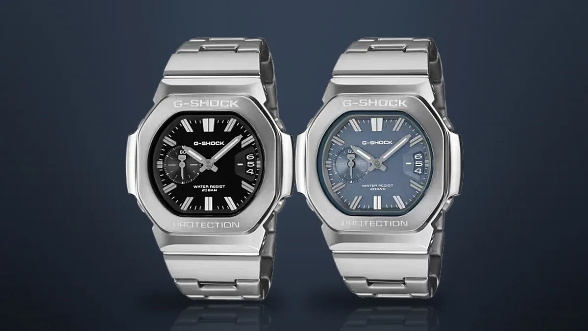 Casio G-Shock GMC-2500D-1A de esfera negra y GMC-2500D-1A2 de esfera azul, ambos con brazalete de acero inoxidable