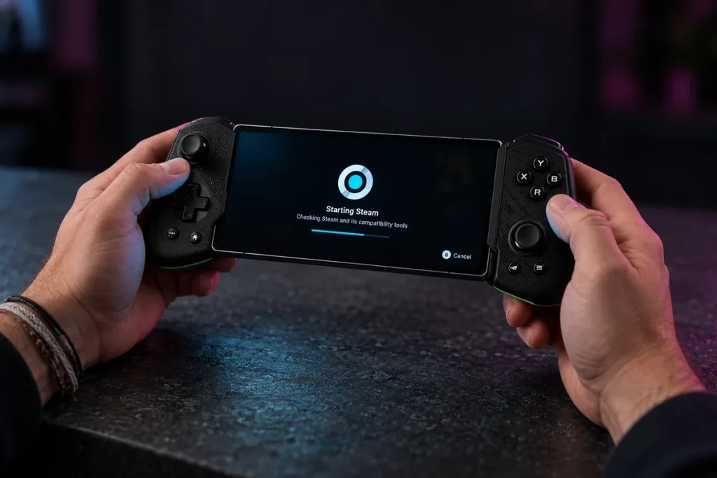DroidDeck ejecuta Steam y juegos de Windows en el propio Android: Cyberpunk 2077, a unos 60 FPS DroidDeck ejecuta Steam y juegos de Windows en el propio Android: Cyberpunk 2077, a unos 60 FPS