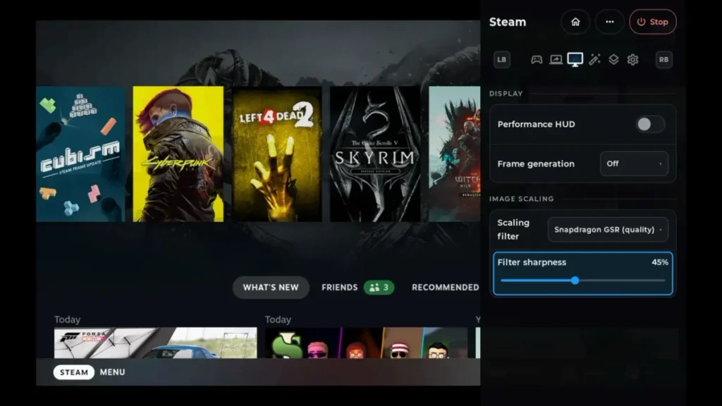 Interfaz Steam Big Picture de DroidDeck en un teléfono Android