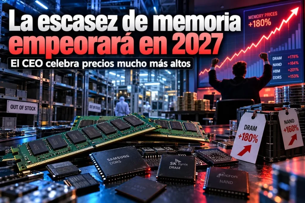 Micron avisa de que la escasez de memoria RAM empeorará en 2027 y los precios seguirán subiendo escasez memoria ram — La escasez de memoria RAM empeorará en 2027 y encarecerá todo
