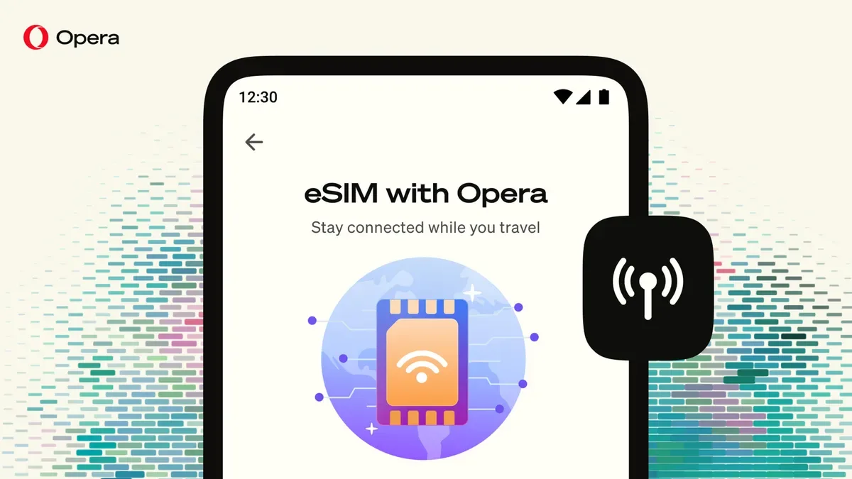 Navegador Opera mostrando la eSIM de Opera para conectarse en Android