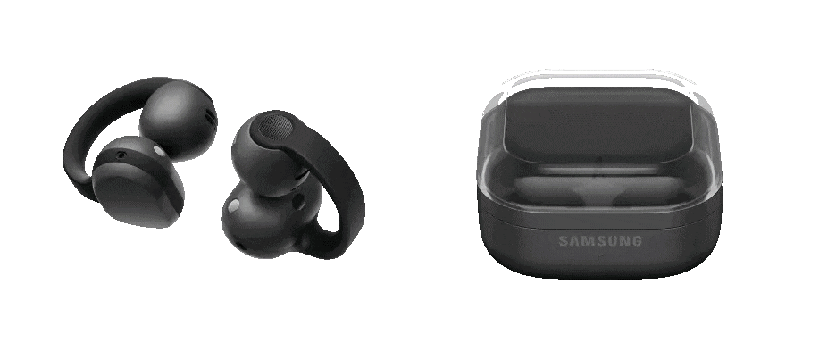 Animación que muestra los auriculares Galaxy Buds On de Samsung desde uno de sus ángulos