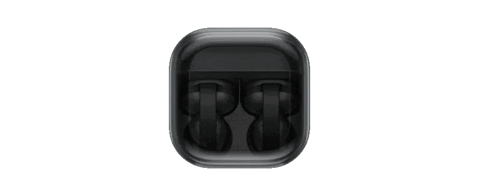 Otra animación de los auriculares Galaxy Buds On de Samsung vistos desde distinto ángulo