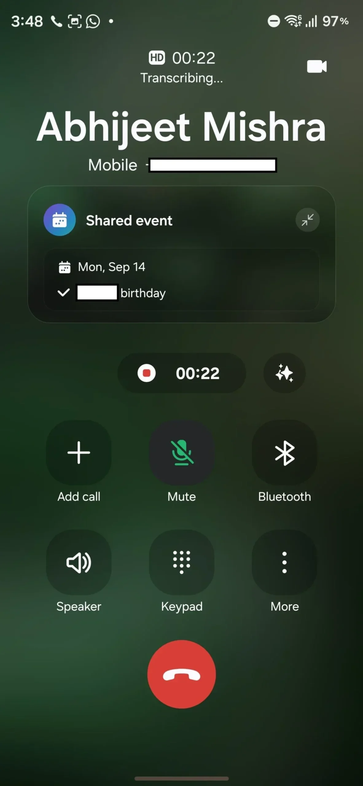 Galaxy S26 — Galaxy AI Call Brief in action