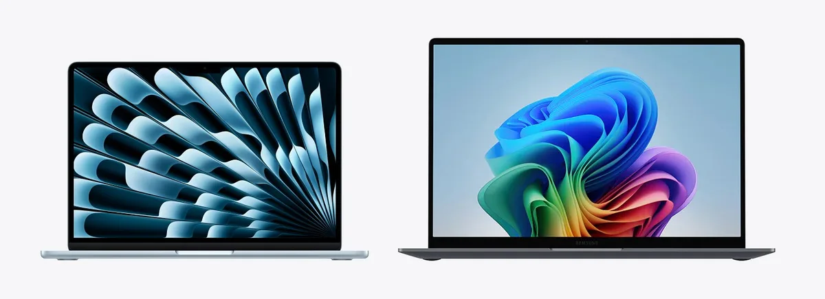 Comparativa de precios: un MacBook Air de 13 pulgadas por 1.300 dólares y un Galaxy Book6 de 16 pulgadas por 1.450 dólares