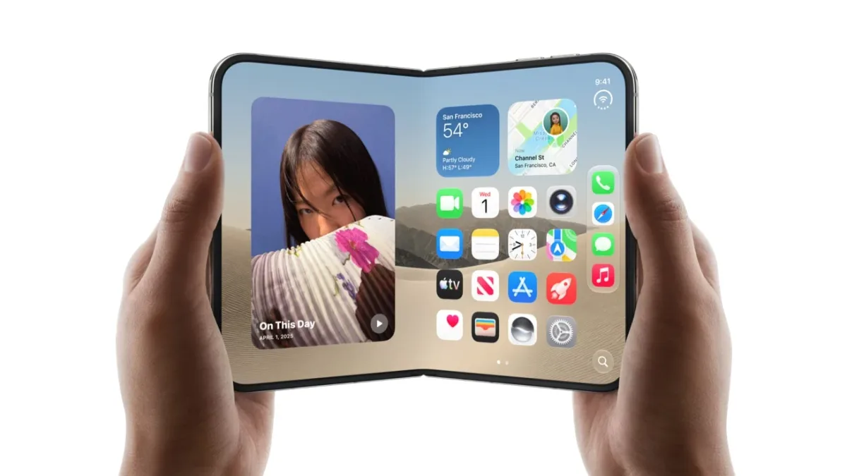 Render del Apple iPhone Duo, el móvil plegable, junto a los Galaxy Z Fold 8 y otros plegables de 2026