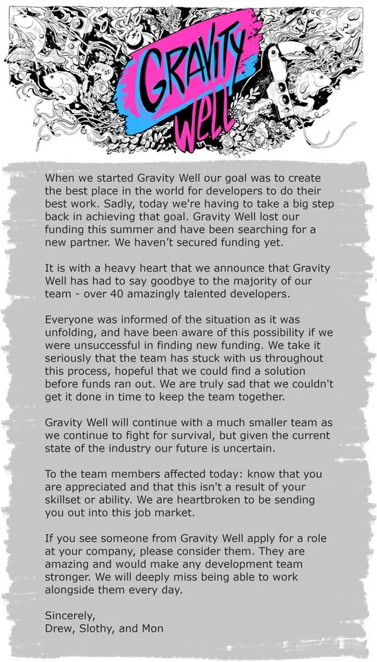 Despidos masivos en Gravity Well, veteranos de Titanfall, antes de lanzar su primer juego