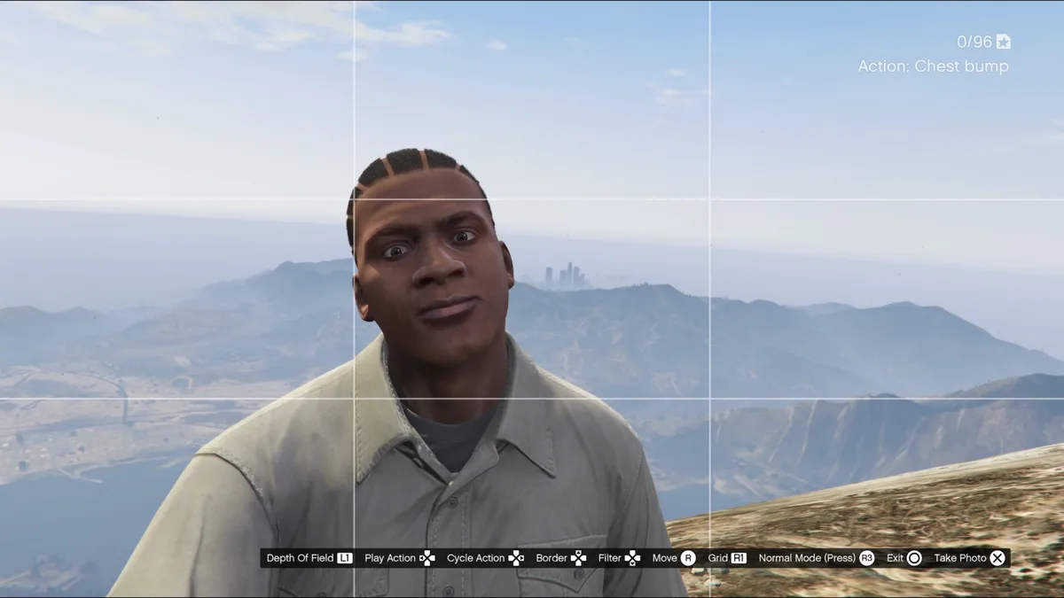 Franklin haciéndose un selfie en una captura de GTA 5