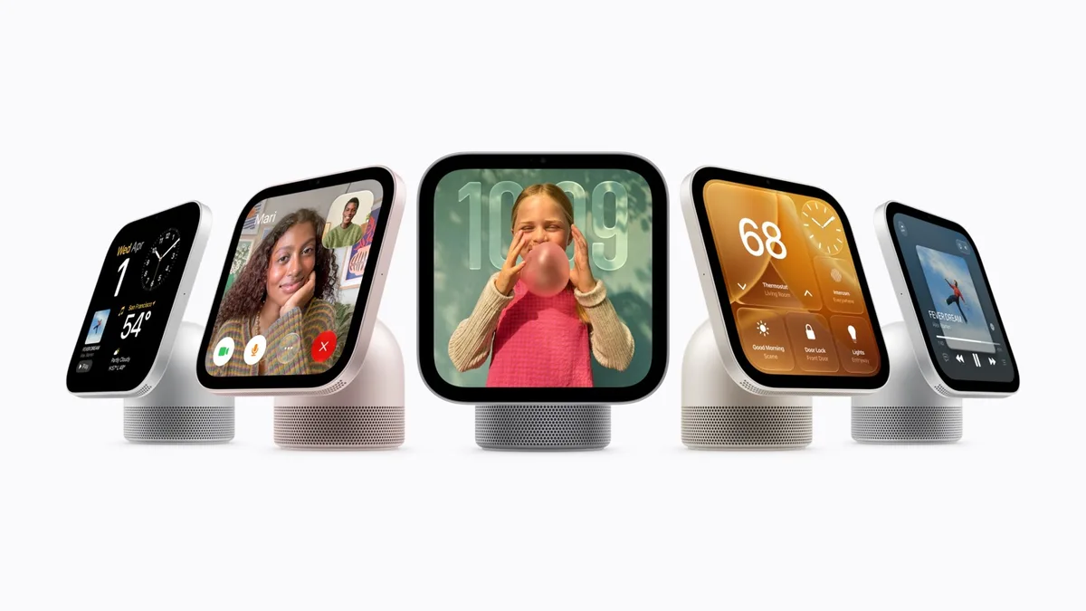 Interfaz de Apple HomeView en una pantalla inteligente doméstica, que actúa como homeview center del hogar