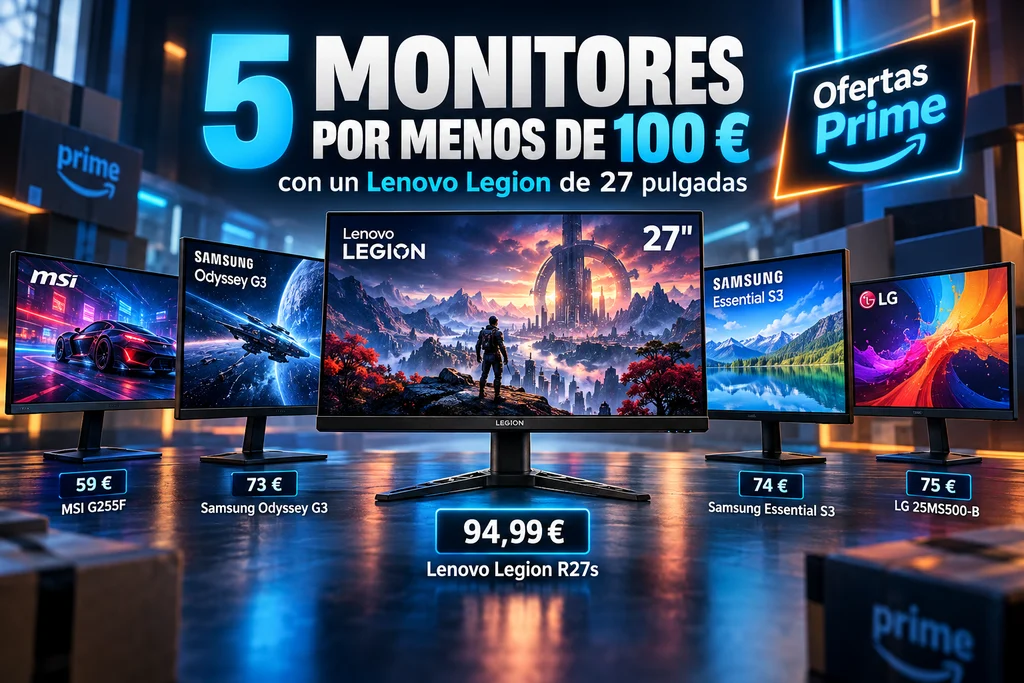 Cinco monitores bajo 100 euros, con un Lenovo Legion de 27 pulgadas