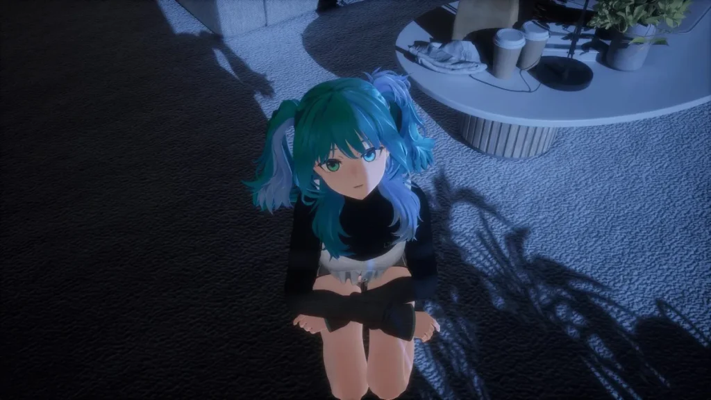 Laica sentada en HOME en una captura del survival horror
