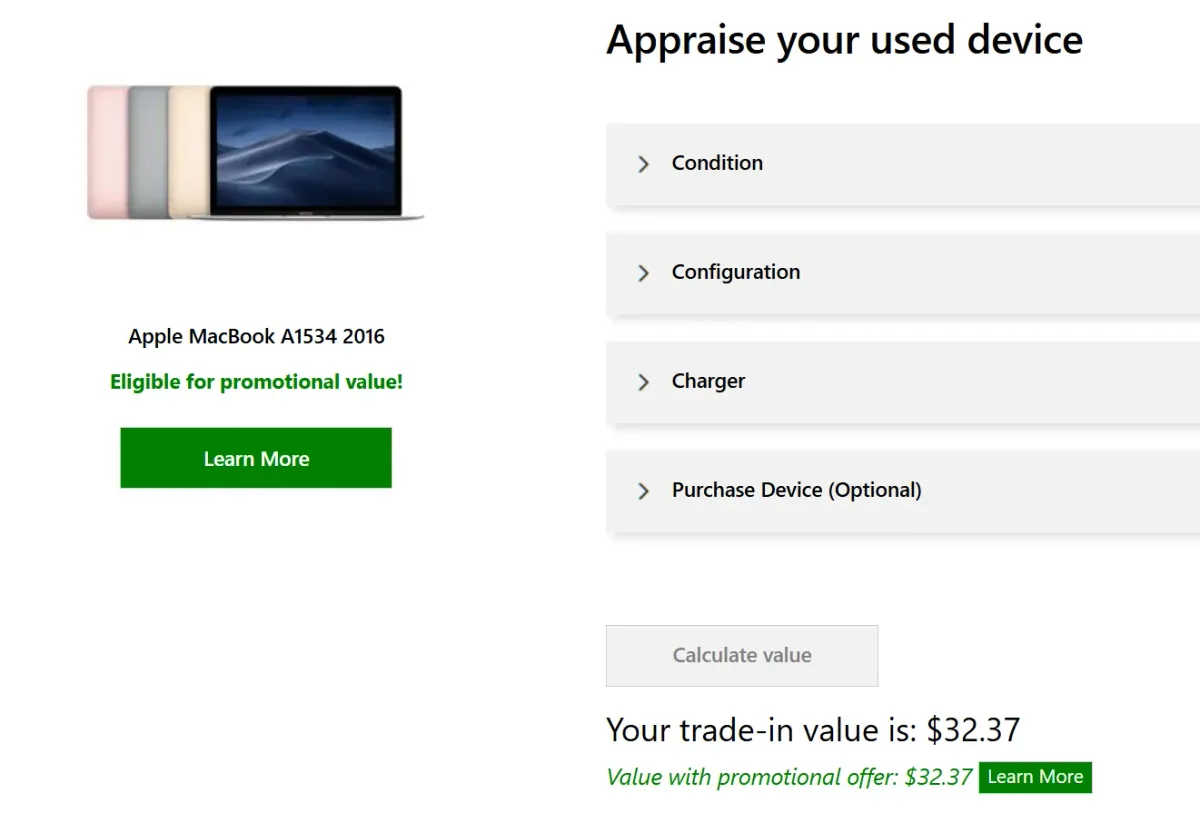 Tasación de 32 dólares para un MacBook A1534